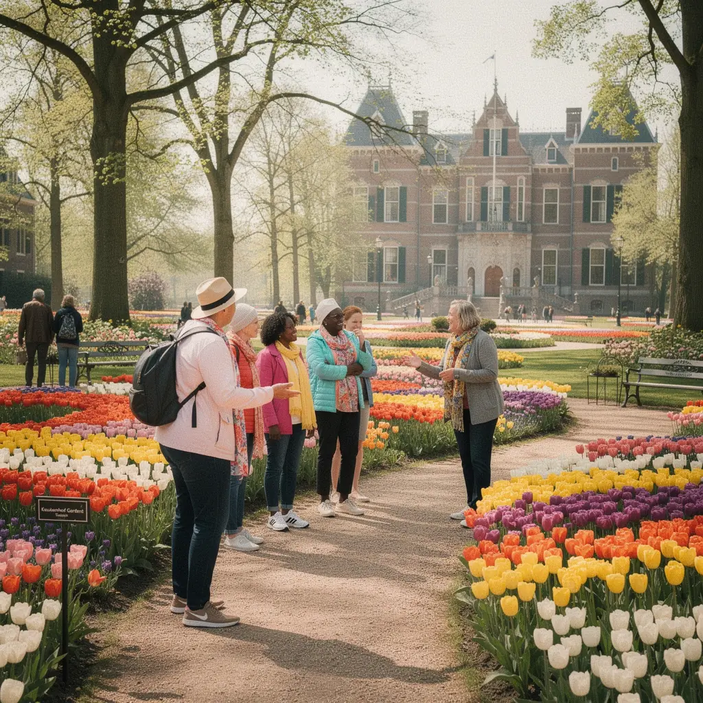 Nabijzicht van verschillende tulpenvariëteiten in levendige kleuren.